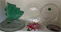 Glass Christmas Platters, Christmas Tree Dishes