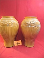 Two Anchor Hocking 16" Gold Glass Rib Panel Vases