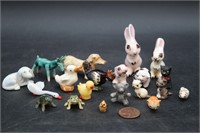 20 Vtg. Porcelain & Glass Mini Animal Figurines