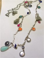 Ann Taylor Loft 32" Tassel Beaded Charm Necklace