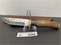 Damascus Style Knife w/Sheath approx 3.75"