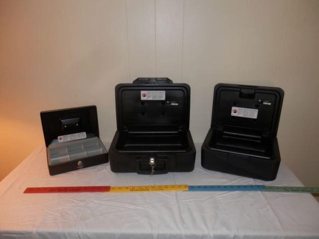 Group of 3-black Sentry Safes w/keys