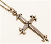 Sterling Silver Cross Pendant Necklace 15" 3.6g