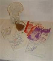 Vintage Sheet Music, Embroidered Linens, Doll Chai