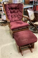 Crimson Glider Rocking Chair with cushioned seats