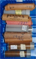 10 Rolls Wheat Cents: 1943, 44, 45, 55-D, 56, 56-D