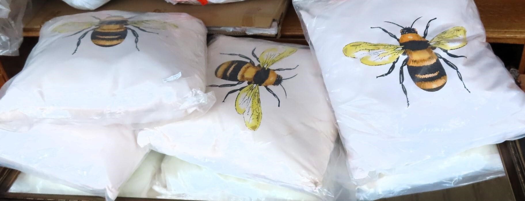 Four (4) Honey Bee Pillows. 18"x18"