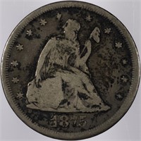 1875-CC Seated Liberty Twenty Cent Piece 20c