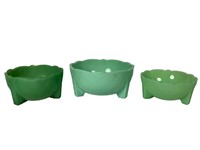 3 McKee Jadeite Footed Bowls