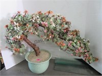 PORCELAIN AND GLASS FLOWERING BONSAI TREE