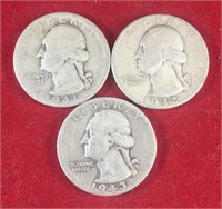 (3) Washington Quarters (90% Silver)