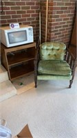 Microwave, stand & chair