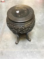 Vintage Oriental plant stand, carved cherry