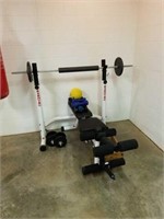 Weight bench and weights.