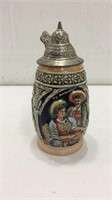 Vintage Pottery Stein with Metal Top K15A