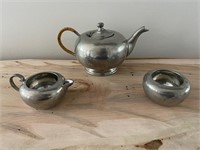 Frederik Lunning Handmade 3 Pc. Pewter Teapot Set