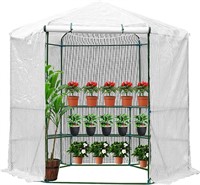 Erommy 7.5FT Portable Greenhouse 3-Tier Shelf Hex