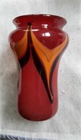 Blown glass red vase signed on the bottom