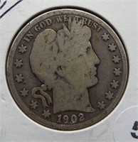 1902-O Barber Silver Half Dollar.