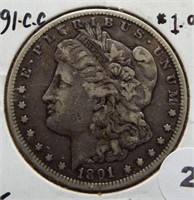 1891-CC Morgan Silver Dollar.