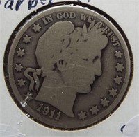 1911 Barber Silver Half Dollar.