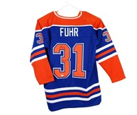 SIGNED GRANT FUHR OILERS JERSEY W/ INSCRIPTION JSA