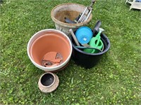 PLANTER POTS AND VARIOUS GARDENING SUPPLIES