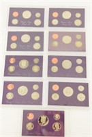 (9) US Mint proof coin sets: 1984 through 1993