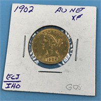 1902 US Liberty $5 gold piece AU