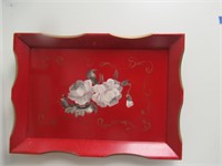 Red Wooden Tray or Wall Plauge