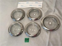 5 Piece Sterling Silver & Glass Hagerty Coasters
