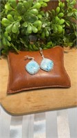 Square Cabochon Larimar Sterling Silver Dangle