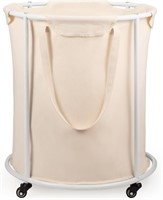 45Gal  Laundry Basket with Wheels Beige