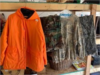 Orange and Camo hunting clothes. Sizes in pics