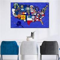 United States Map Poster Canvas 24x36