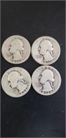 4 - 1930s Silver quarters