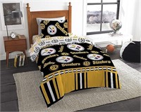 Licensed NFL Pittsburgh Steelers twin bedding.