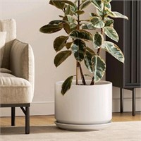 LE TAUCI 12 Inch Plant Pot, White Ceramic Planter