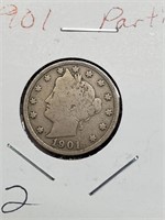 Partial Liberty 1901 V-Nickel