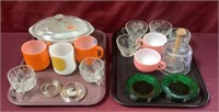 Various Glass Pieces: 2 Federal Glass Mugs & More