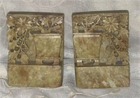 Vtg Pair Chinese Soapstone Bookend/Vase Sculptures