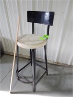 Metal stool w/back rest; seat approx. 26" high