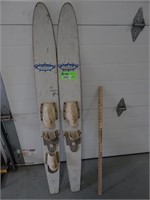 Vintage wooden water skis; 54"