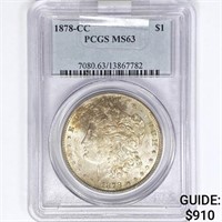 1878-CC Morgan Silver Dollar PCGS MS63