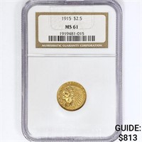 1915 $2.50 Gold Quarter Eagle NGC MS61