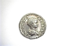 209-211 AD Geta Youth AU+ AR Denarius