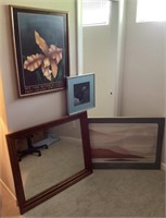 Framed wall art & dresser mirror