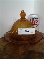 Amber covered butter dish