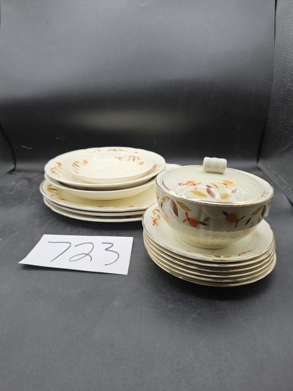 Hall's Jewel Tea Plates, Lidded Bowl, Soup Bowls