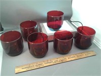 Set of 6 Anchor Hocking red glass tumblers -
